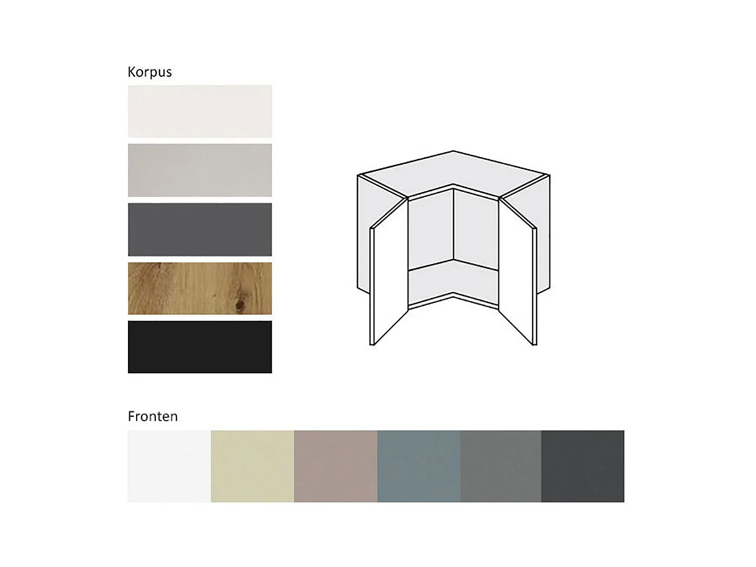 ECKHÄNGESCHRANK Kvantum W12/60/36 Weiß Matt / Grau Matt 60 / 60 / 36cm