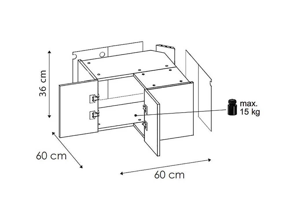 ECKHÄNGESCHRANK Kvantum W12/60/36 Weiß Matt / Grau Matt 60 / 60 / 36cm
