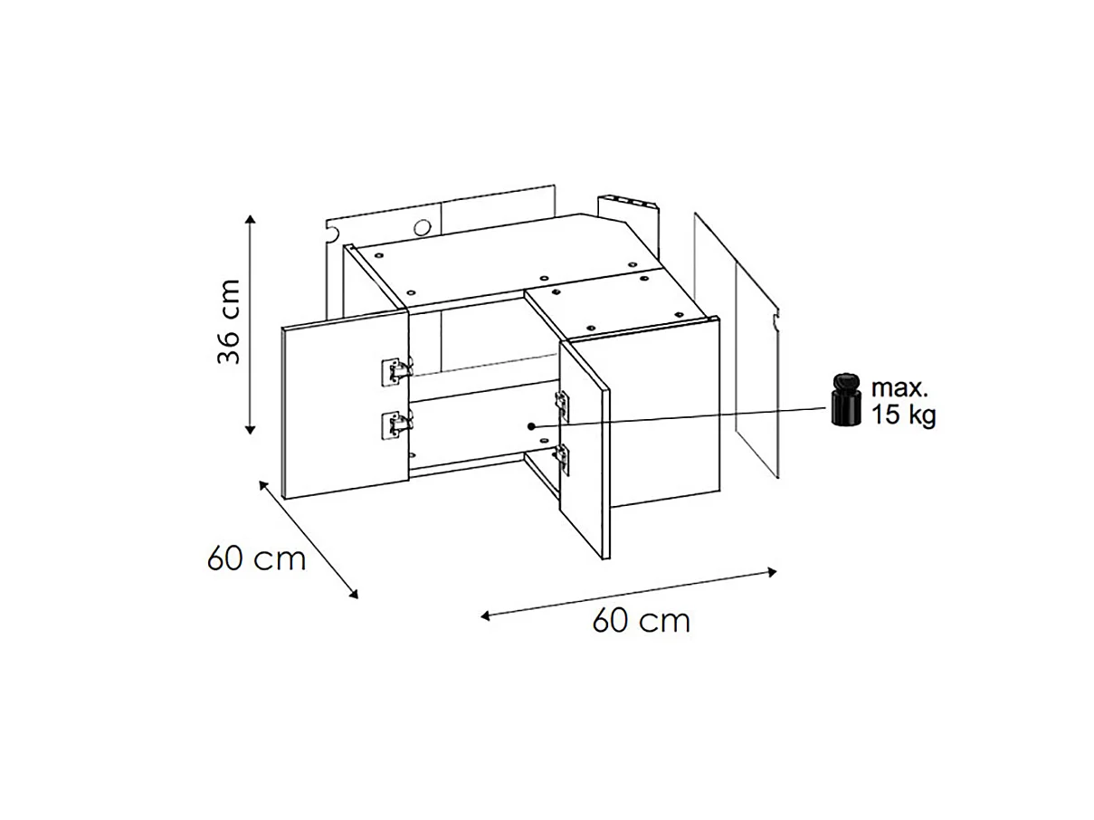 ECKHÄNGESCHRANK Kvantum W12/60/36 Graphit Matt / Lava Matt 60 / 60 / 36cm