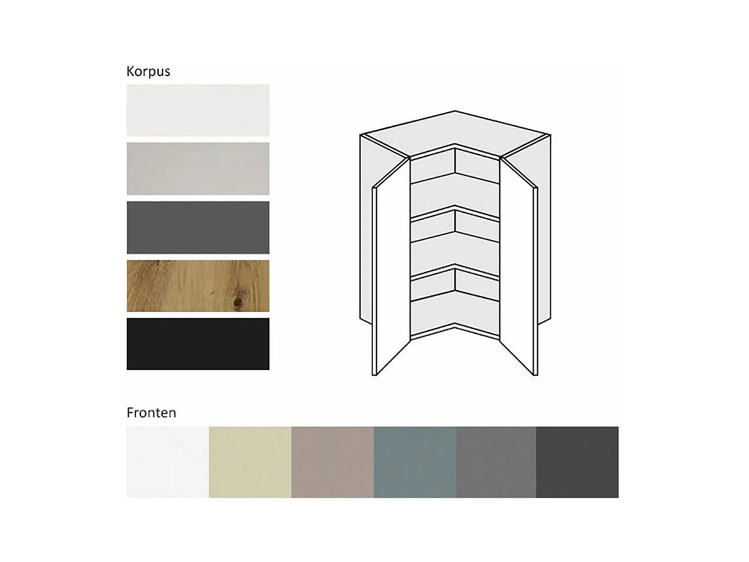 ECKHÄNGESCHRANK Kvantum W12/60 Mint Matt / Schwarz Matt 60 / 60 / 72cm
