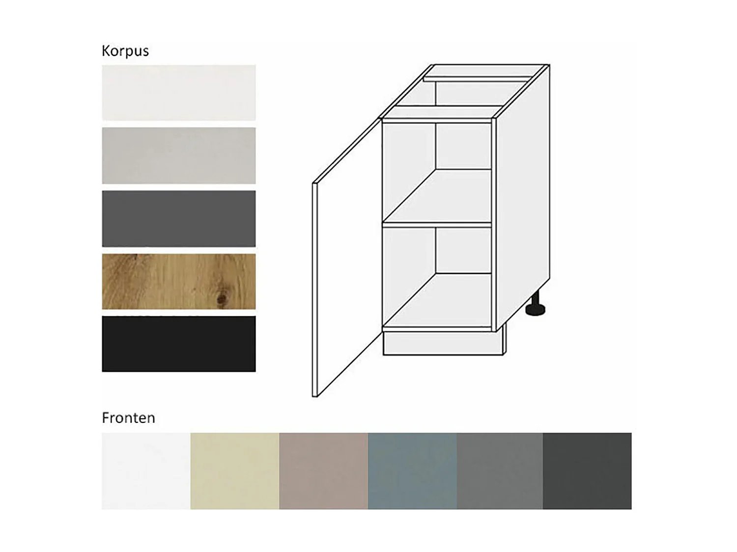 KÜCHENUNTERSCHRANK Kvantum D1D/45 Dust Grey Matt / Eiche Artisan Matt 45 / 50 / 82cm