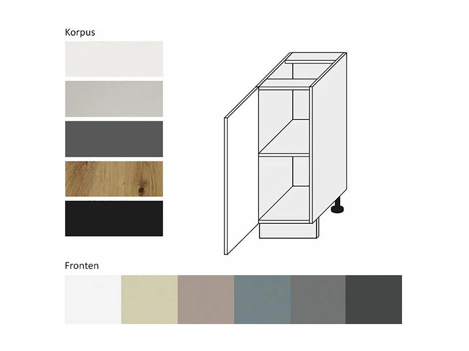 KÜCHENUNTERSCHRANK Kvantum D1D/30 Weiß Matt / Schwarz Matt 30 / 50 / 82cm