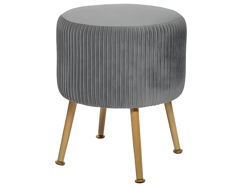 Tabouret en velours pliable coloris Gris - D. 35 x H. 41 cm