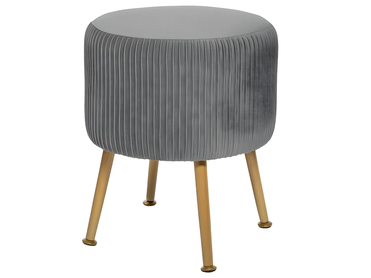 Tabouret en velours pliable coloris Gris - D. 35 x H. 41 cm