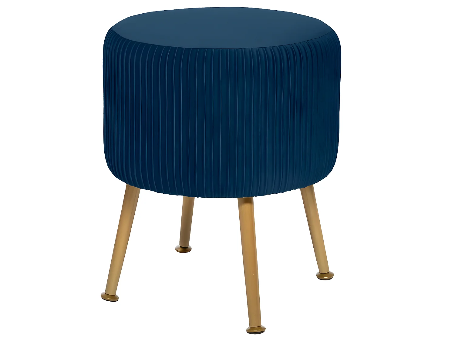 Tabouret en velours pliable coloris bleu - D. 35 x H. 41 cm