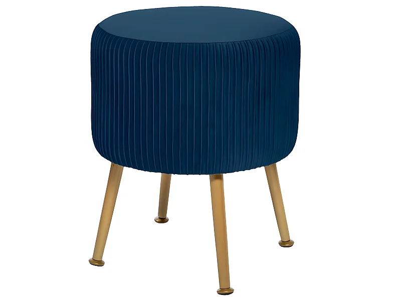 Tabouret en velours pliable coloris bleu - D. 35 x H. 41 cm