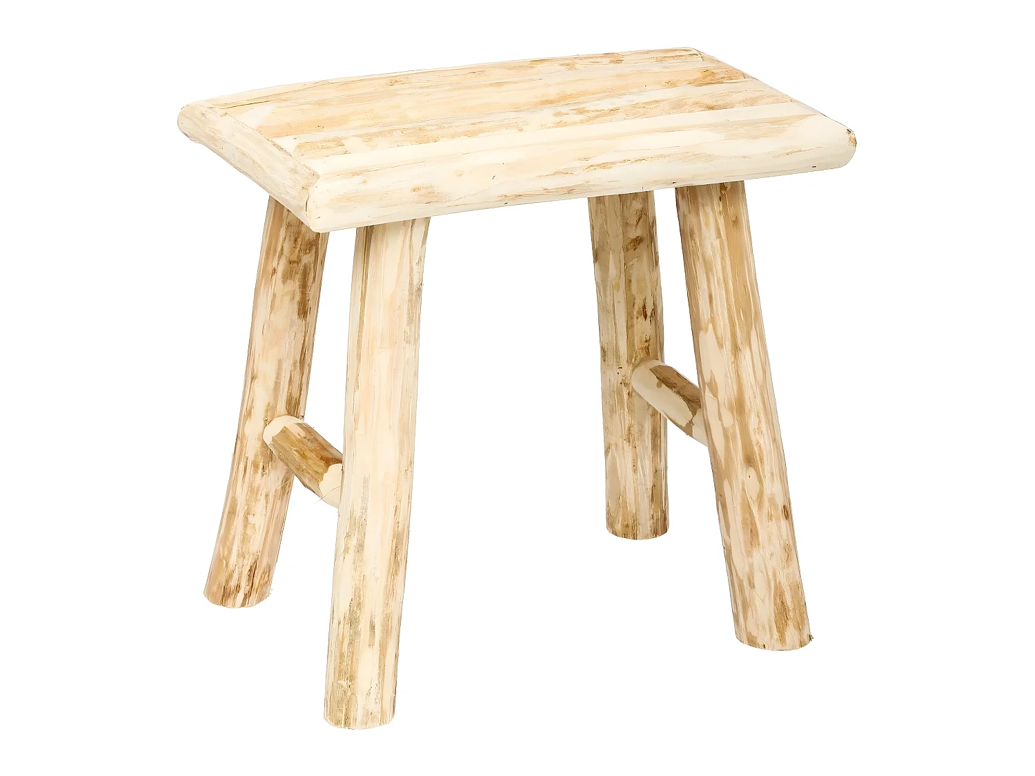 Tabouret en peuplier coloris naturel - Dim : L.34 x l.24 x H.32 cm