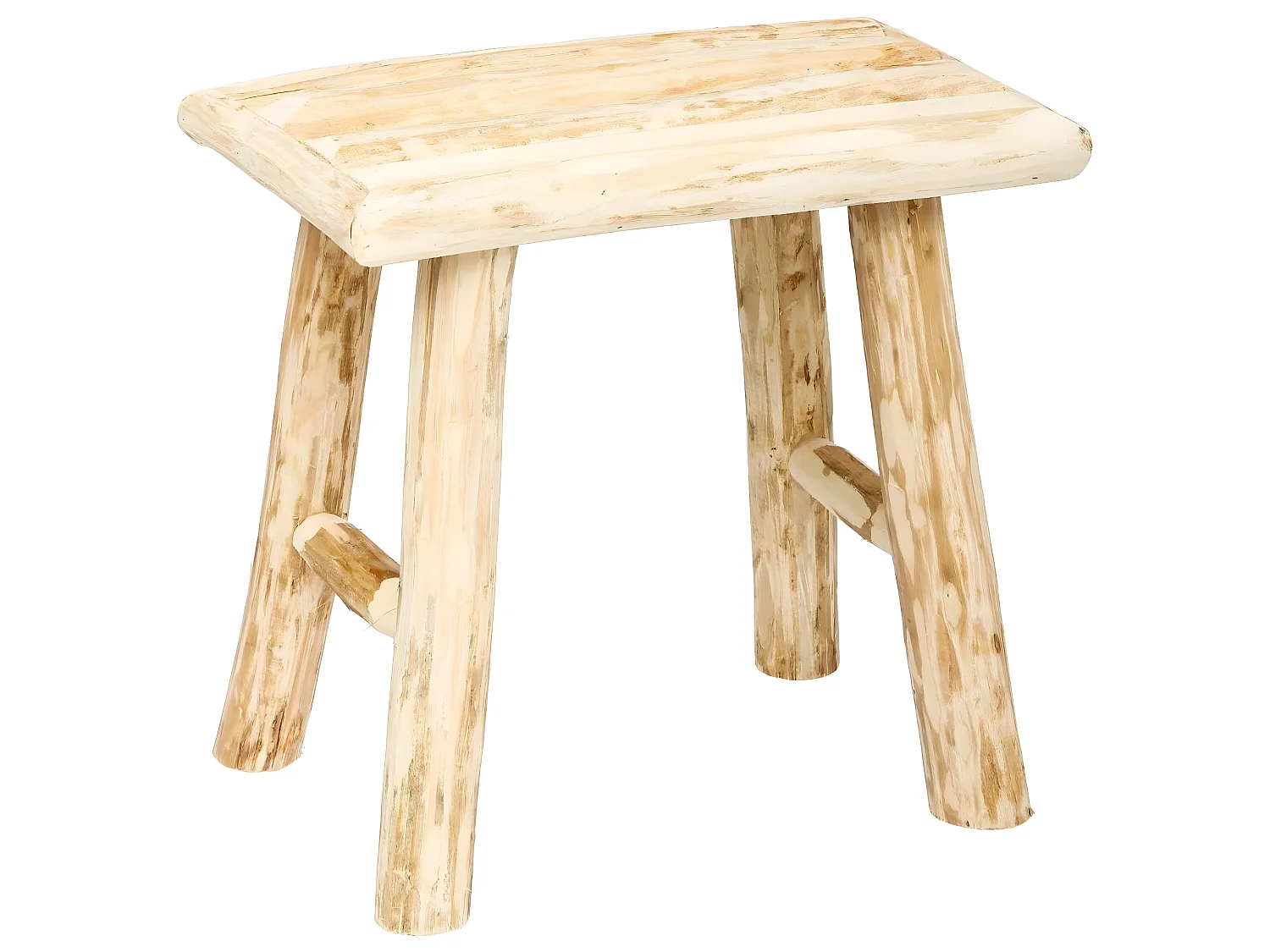 Tabouret en peuplier coloris naturel - Dim : L.34 x l.24 x H.32 cm