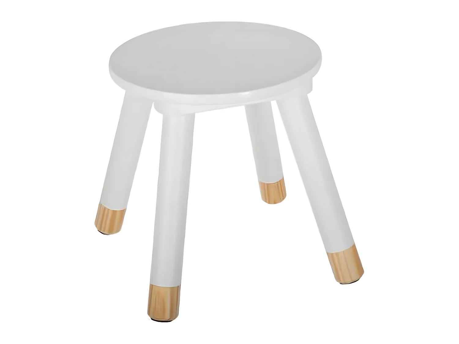 lot de 2 tabourets blanc pour enfant en bois - Dim : L24x l26,5 x H24 cm