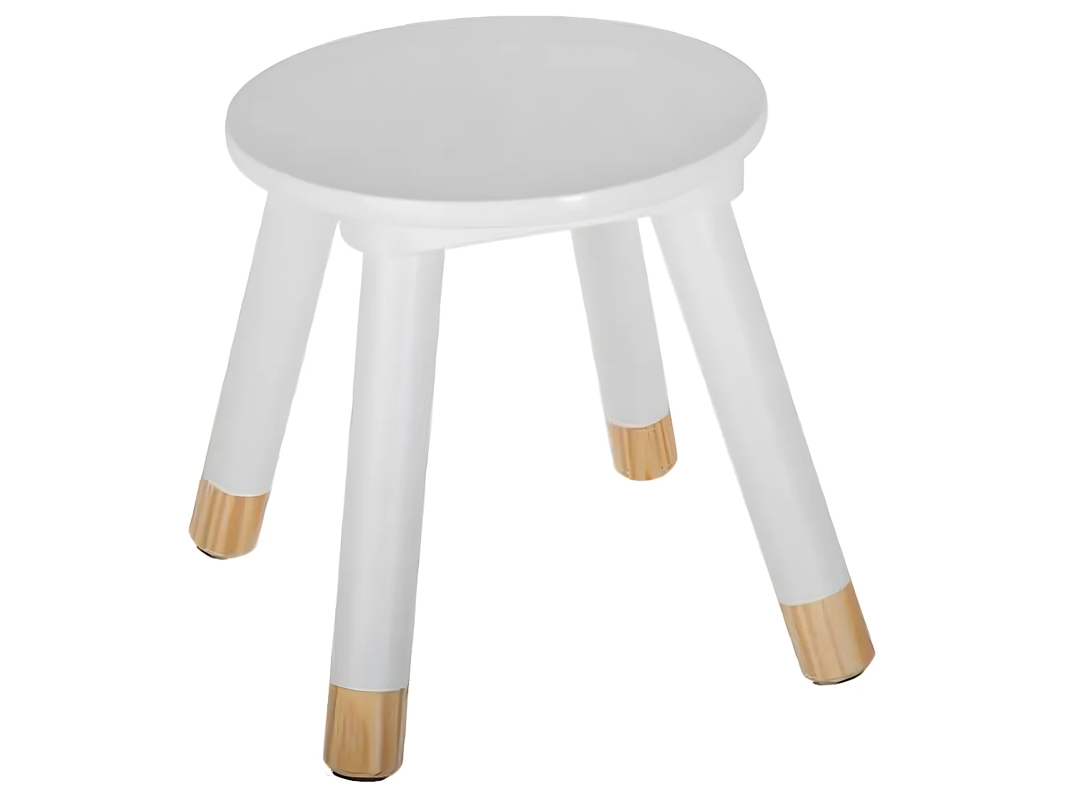 lot de 2 tabourets blanc pour enfant en bois - Dim : L24x l26,5 x H24 cm