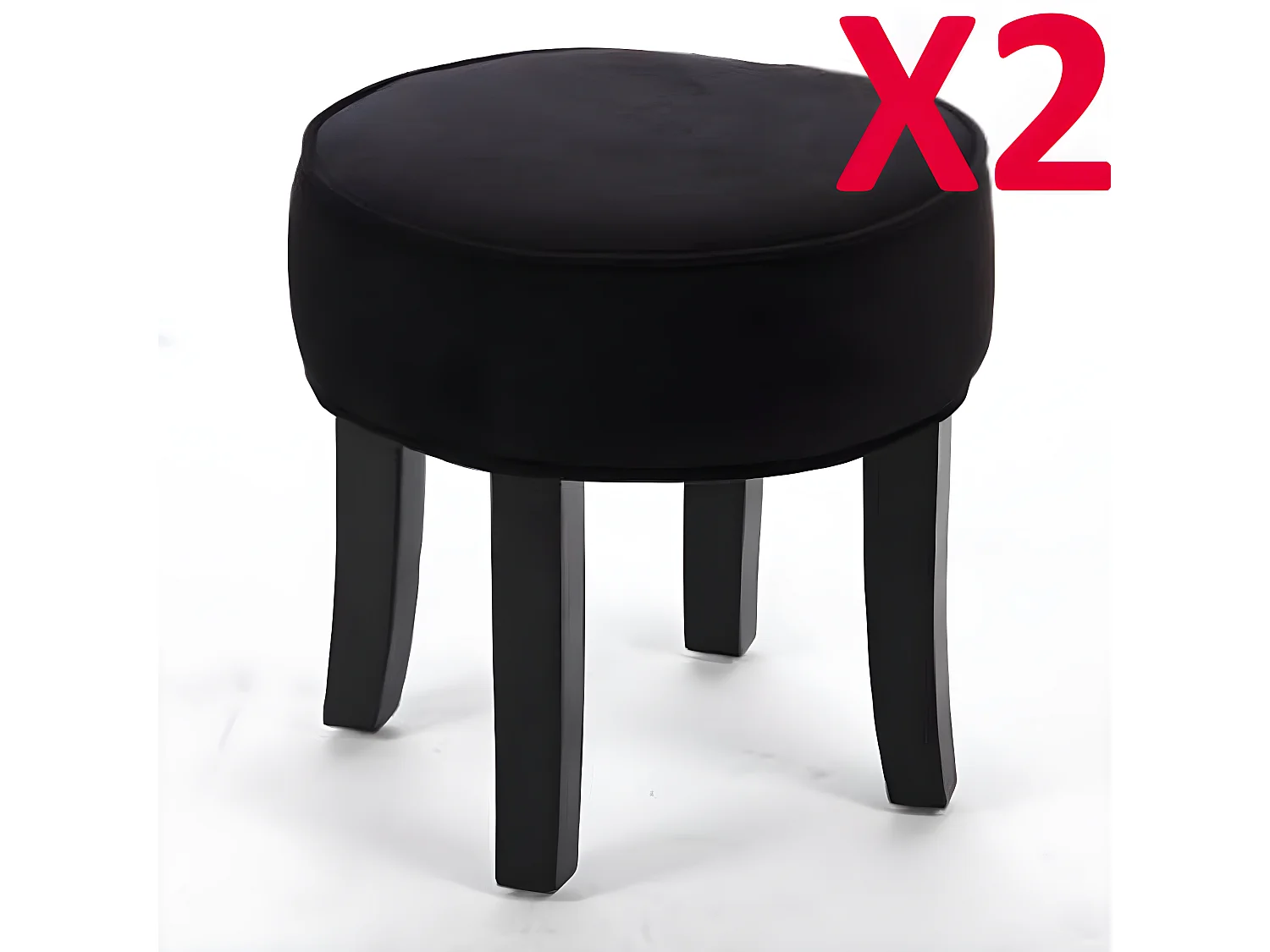 Lot de 2 Tabourets VELOURS Noir, L 35 x P 35 x H 35 cm