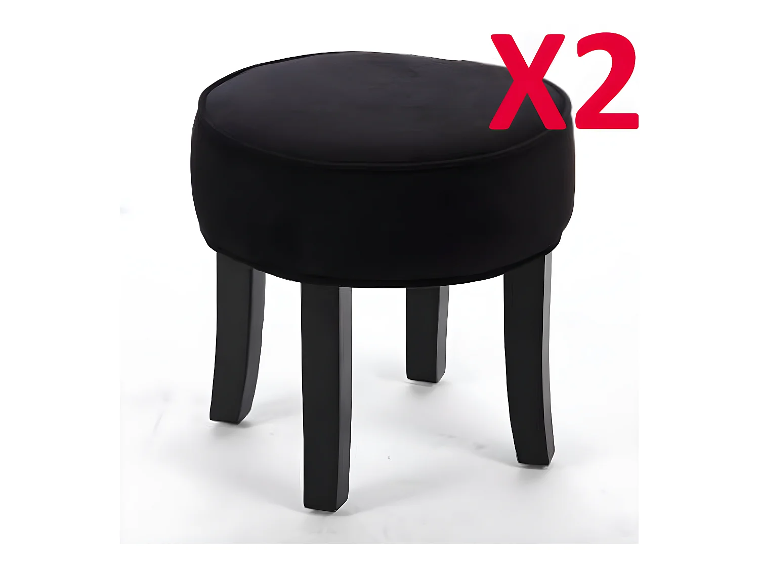 Lot de 2 Tabourets VELOURS Noir, L 35 x P 35 x H 35 cm