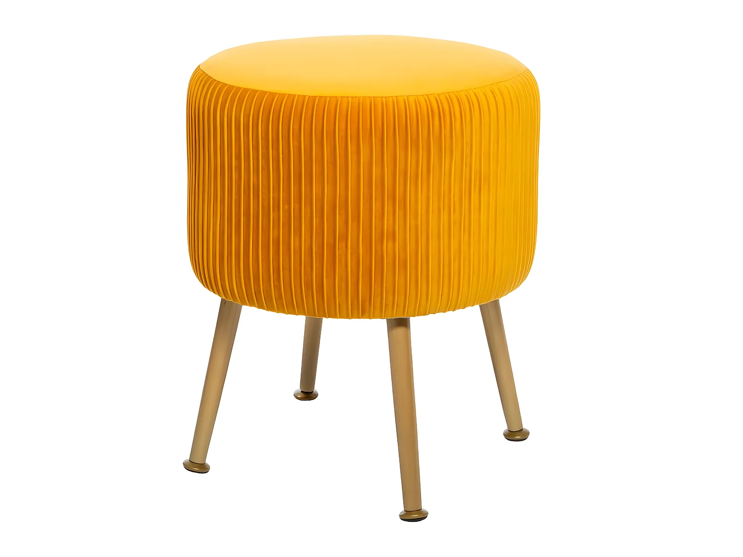 Tabouret en velours pliable coloris Ocre - D. 35 x H. 41 cm