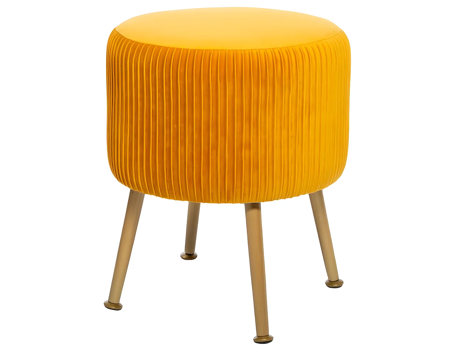 Tabouret en velours pliable coloris Ocre - D. 35 x H. 41 cm