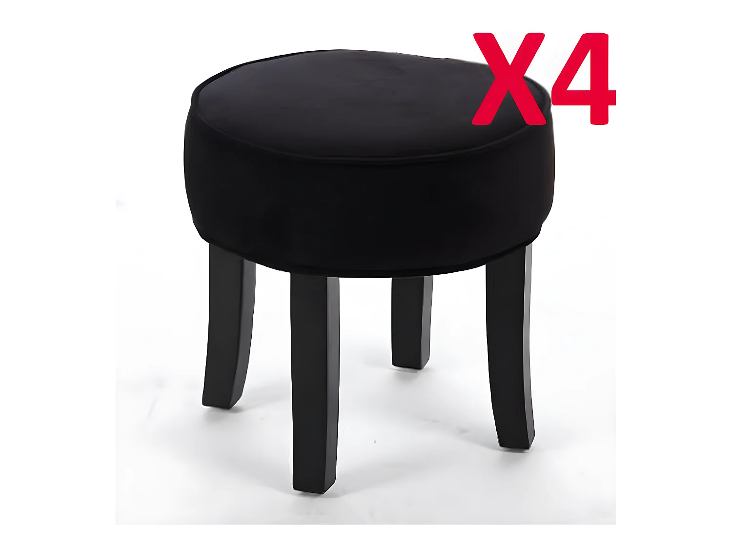 Lot de 4 Tabourets VELOURS Noir, L 35 x P 35 x H 35 cm