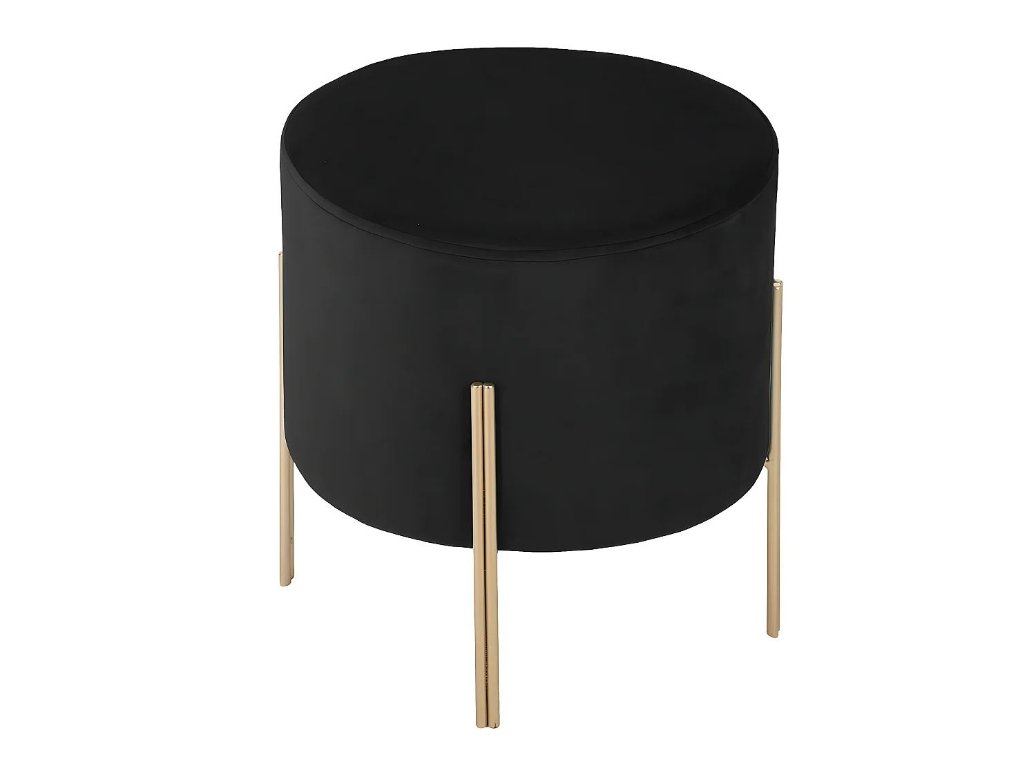 Tabouret noir en velours - D. 34 x H. 40 cm