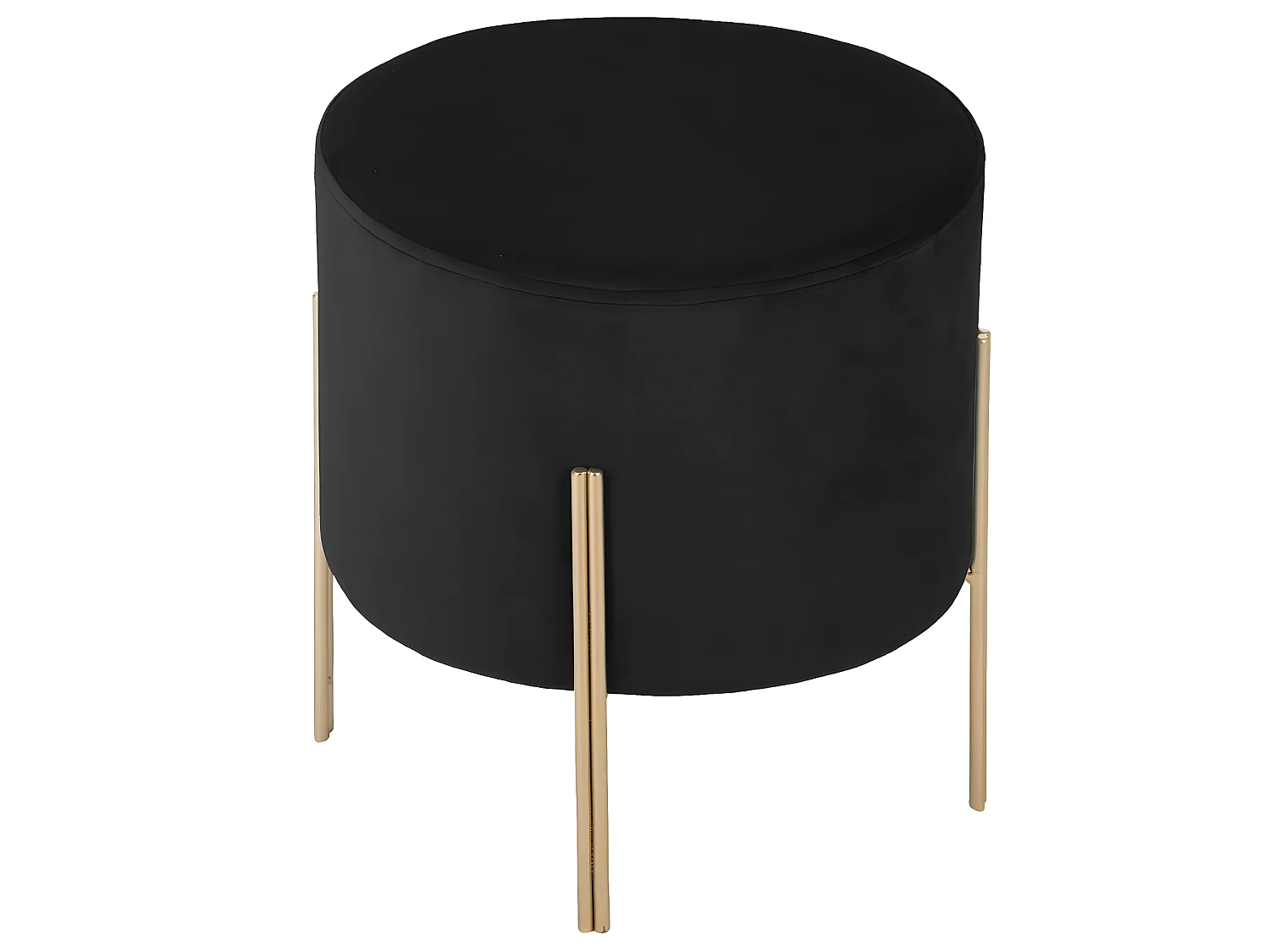 Tabouret noir en velours - D. 34 x H. 40 cm