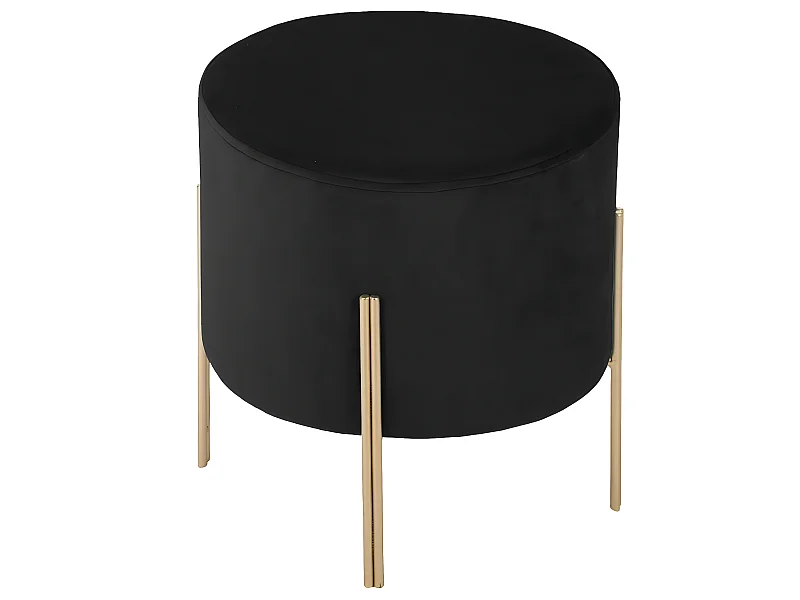 Tabouret noir en velours - D. 34 x H. 40 cm