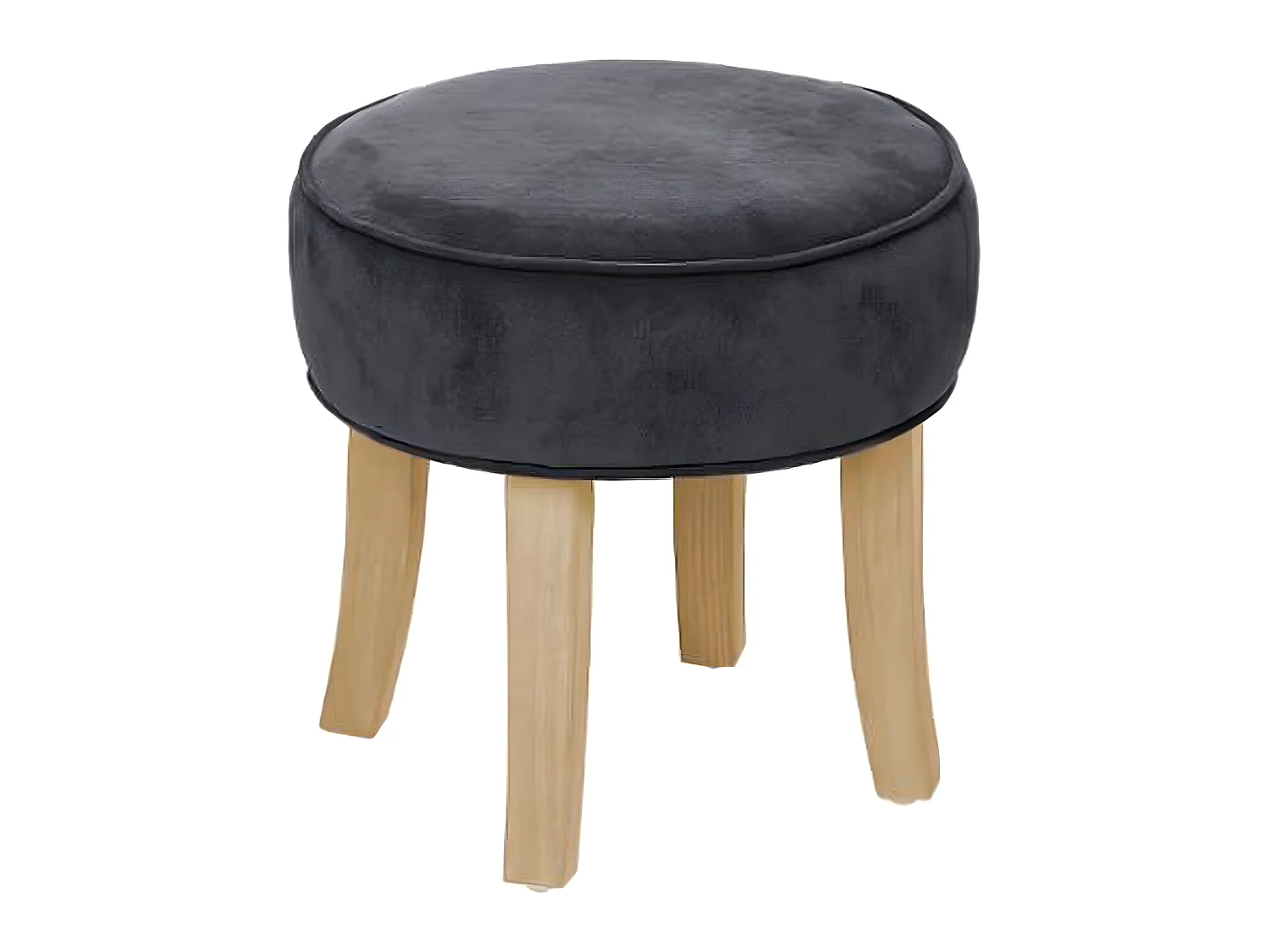 Tabouret rond en pin et polyester coloris gris foncé - Dim : L.35 x l.35 x H.35 cm