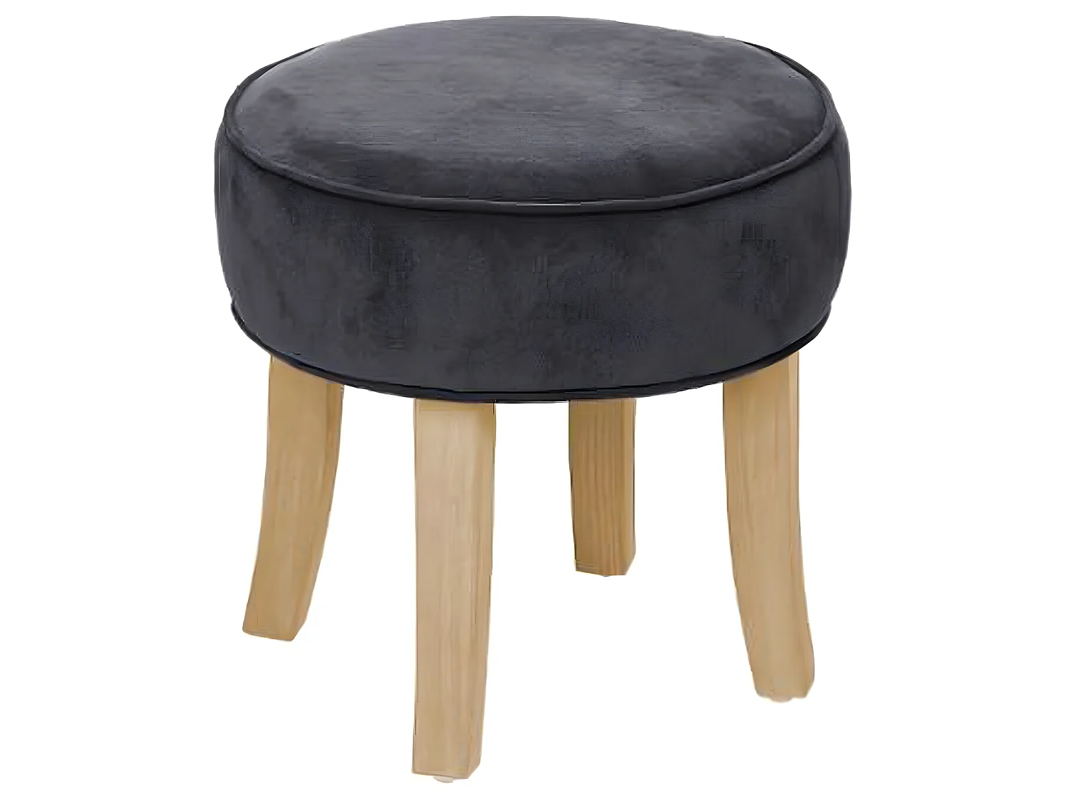 Tabouret rond en pin et polyester coloris gris foncé - Dim : L.35 x l.35 x H.35 cm