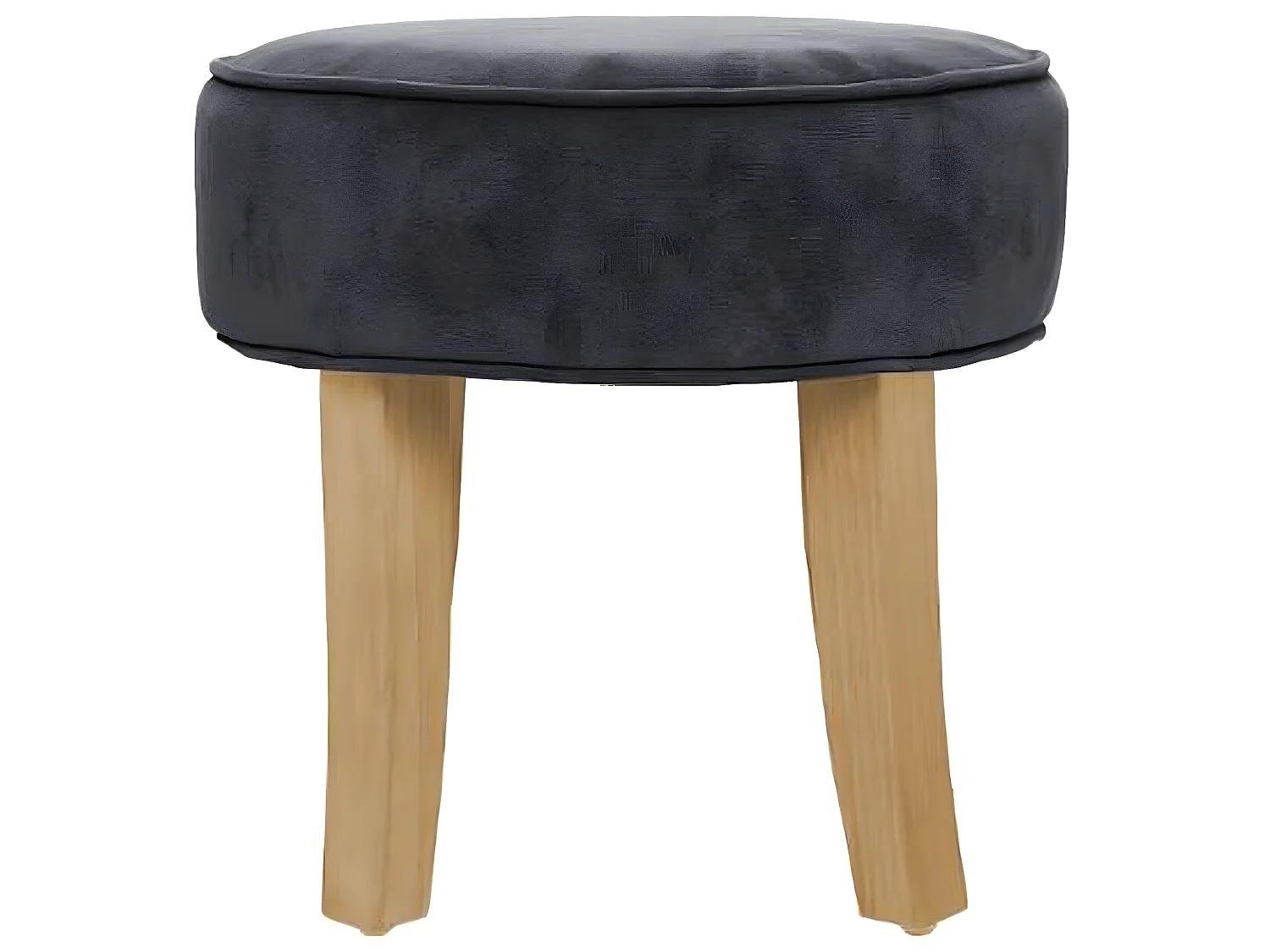 Tabouret rond en pin et polyester coloris gris foncé - Dim : L.35 x l.35 x H.35 cm