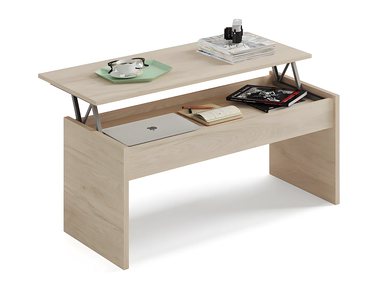 Ensemble de séjour coloris effet bois ( meuble TV + Buffet + Bibliothèque + Table basse)