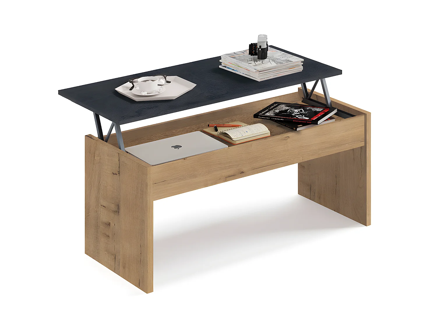 Ensemble de séjour coloris chêne doré ( meuble TV + Buffet + Bibliothèque + Table basse)