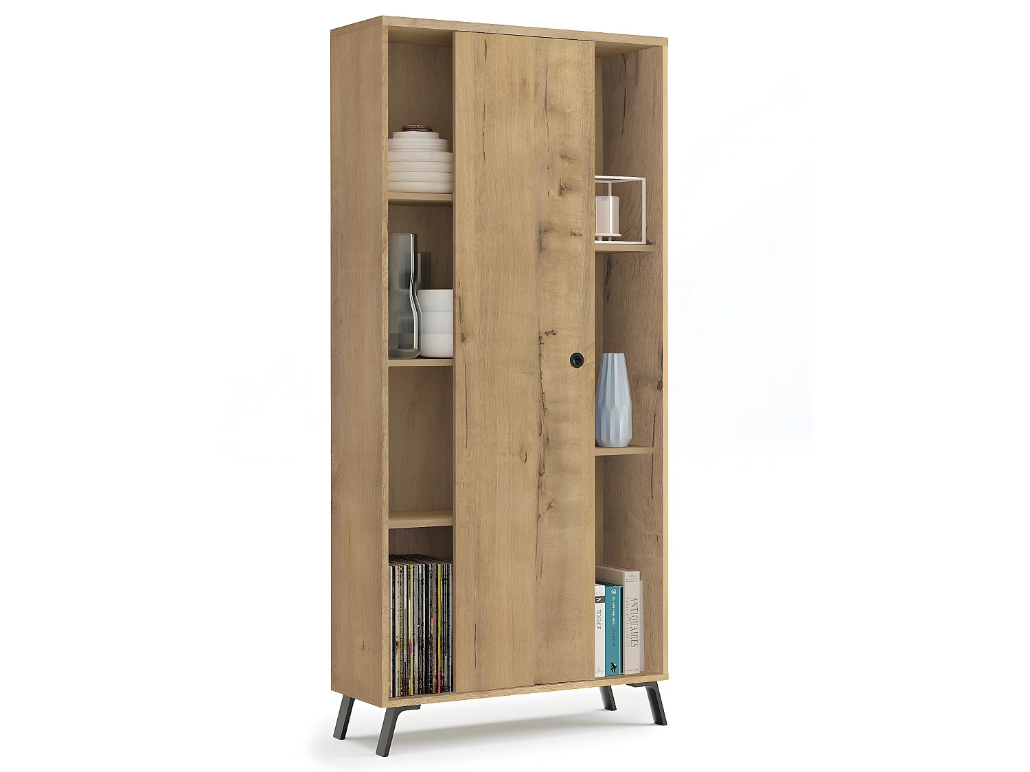 Ensemble de séjour coloris chêne doré ( meuble TV + Buffet + Bibliothèque + Table basse)