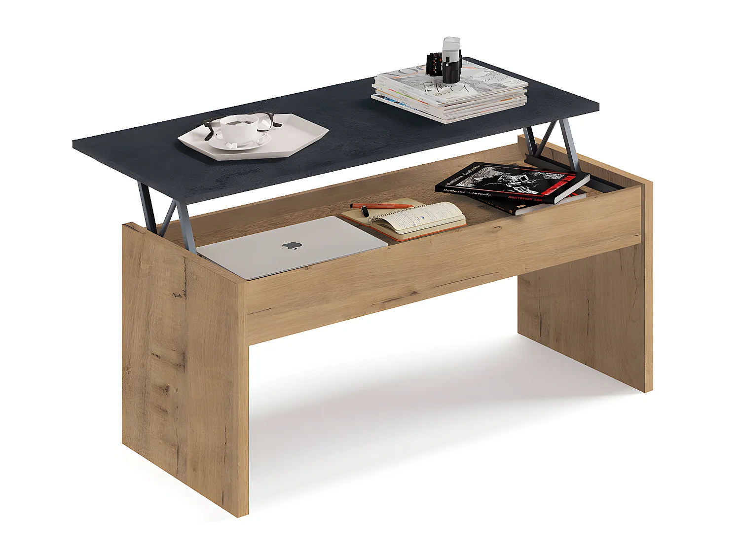 Ensemble de séjour coloris chêne doré ( meuble TV + Buffet + Bibliothèque + Table basse)