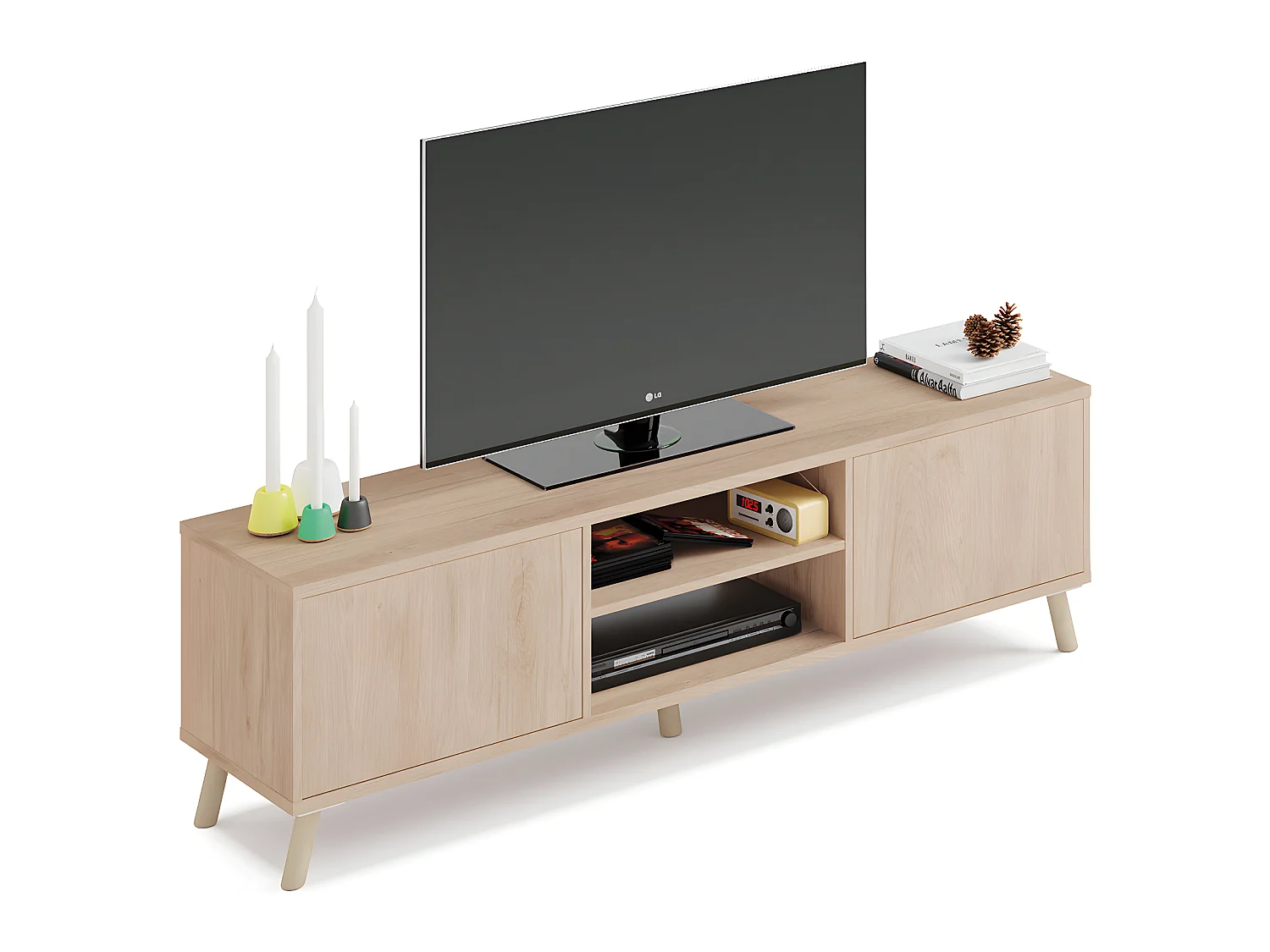 Ensemble de salon coloris effet bois ( meuble TV + bibliothèque + Table basse )