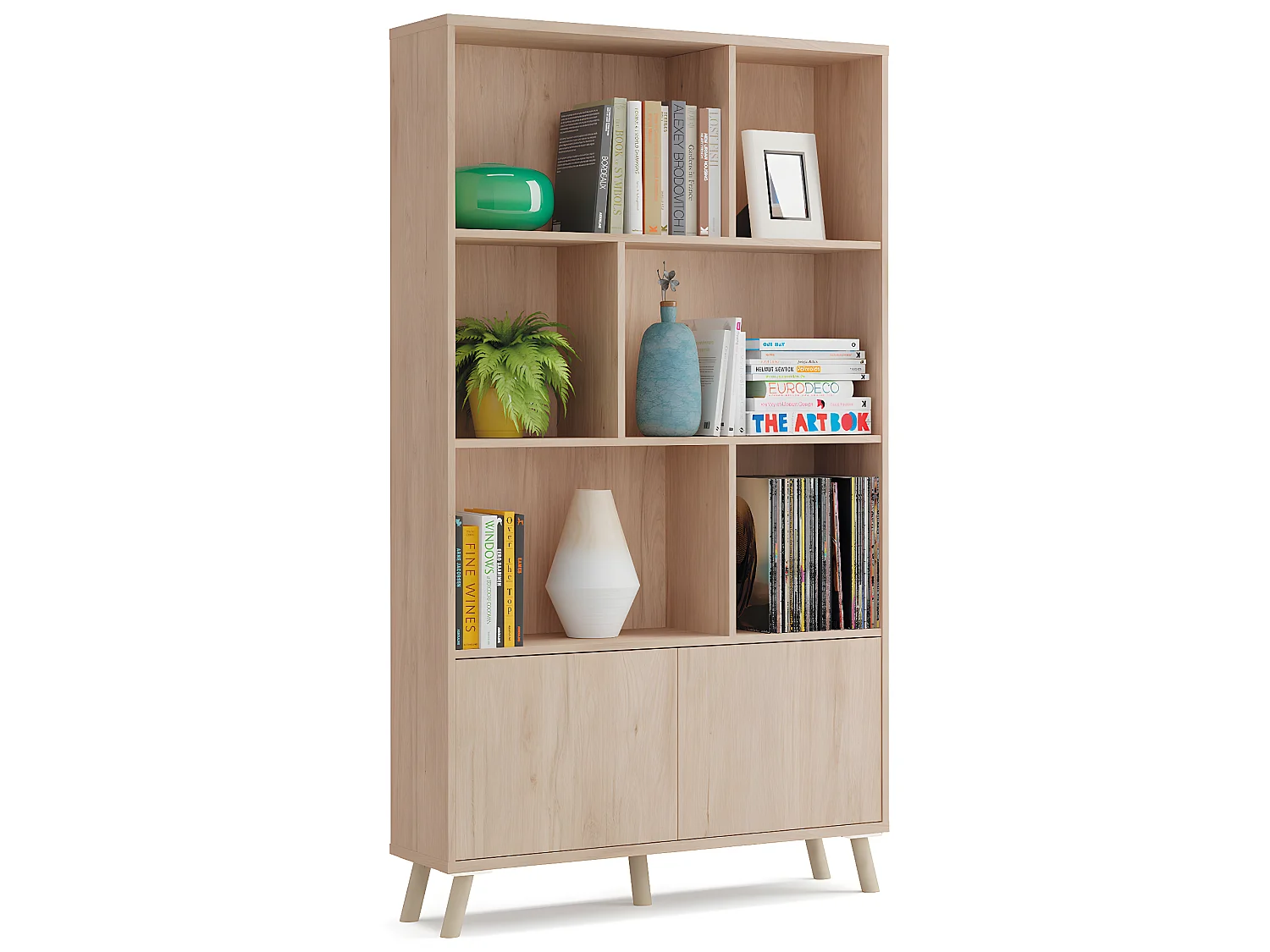 Ensemble de salon coloris effet bois ( meuble TV + bibliothèque + Table basse )