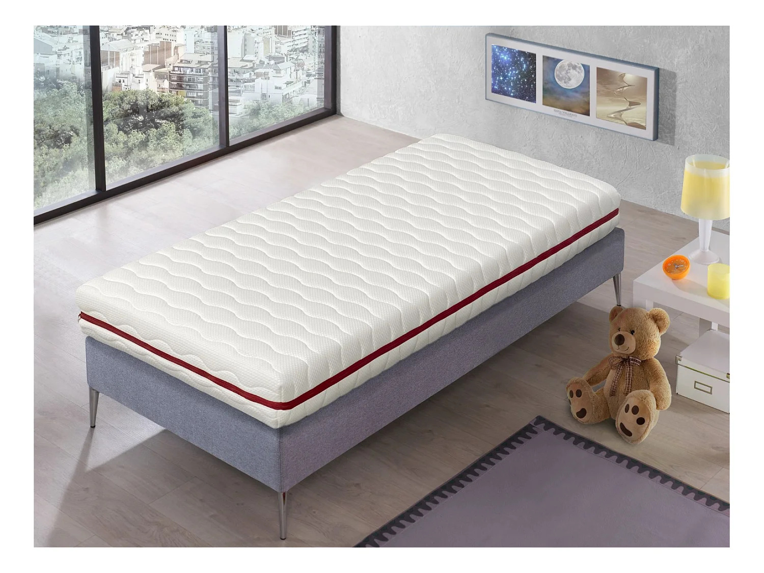 Matelas  80X160 LIT ENFANTS Epaisseur 18 CM GEA RESSORTS -Ressorts ensaches, Dehoussable, ideal pour les lits gigognes et lit cabane