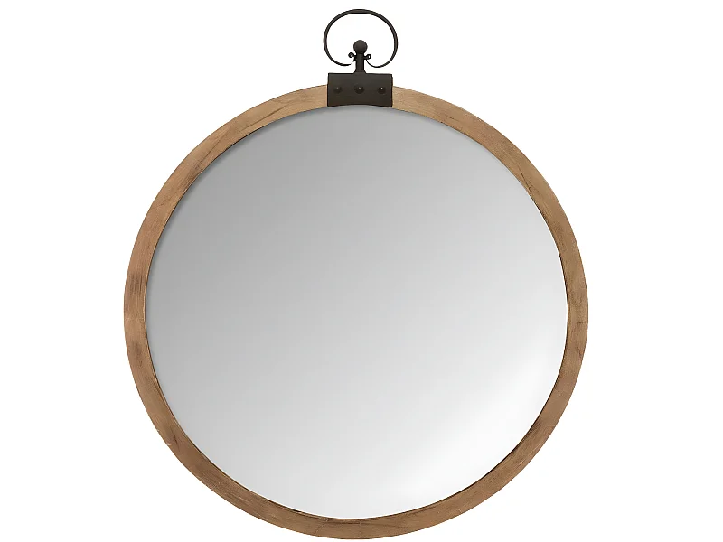 Miroir mural en bois et verre coloris marron - L.74 x l.7,5 x H.85,8 cm