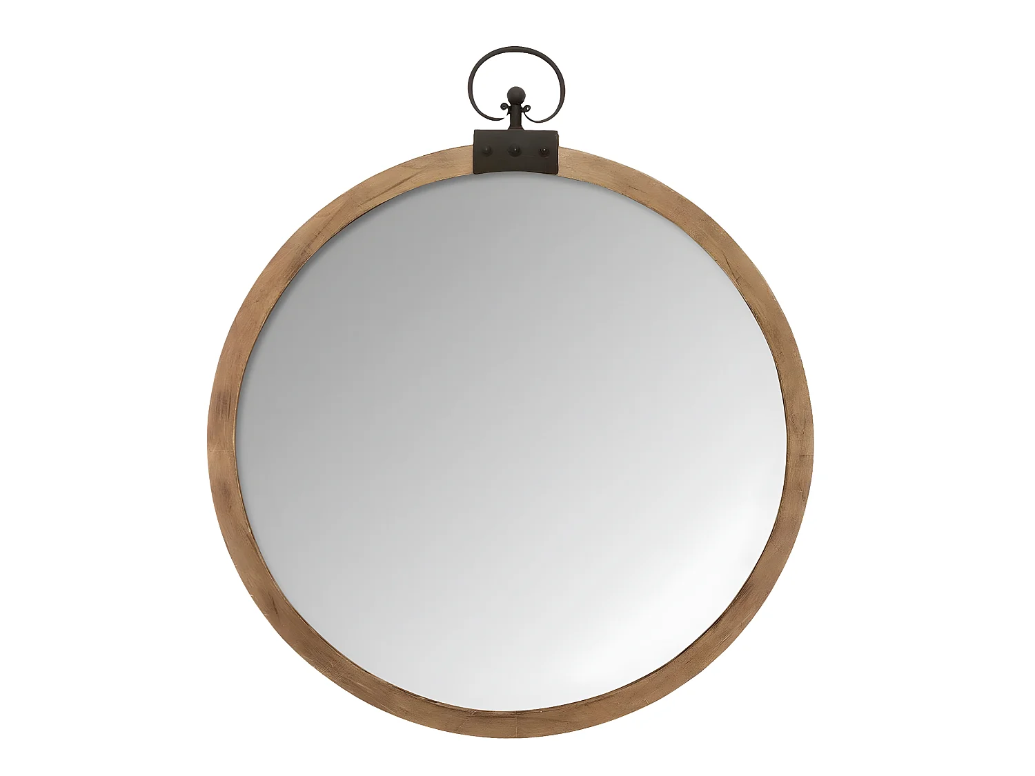 Miroir mural en bois et verre coloris marron - L.74 x l.7,5 x H.85,8 cm