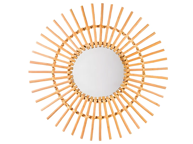 Miroir en rotin soleil - Dim : D 58 cm