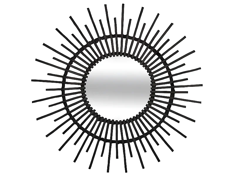 Miroir mural en saule coloris noir - Dim : L.76 x l.2,4 x H.76 cm