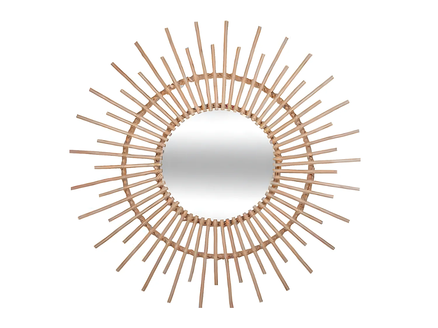 Miroir mural en saule coloris beige - Dim : L.76 x l.2,4 x H.76 cm