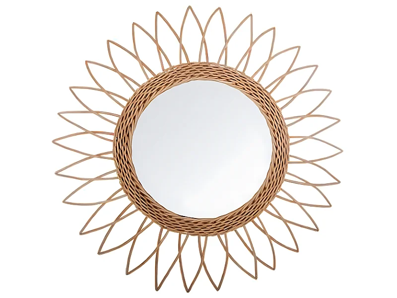 Miroir mural en MDF et saule coloris beige - Dim : L.50 x l.2,8 x H.50 cm