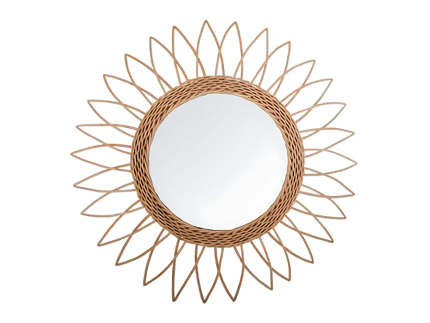 Miroir mural en MDF et saule coloris beige - Dim : L.50 x l.2,8 x H.50 cm