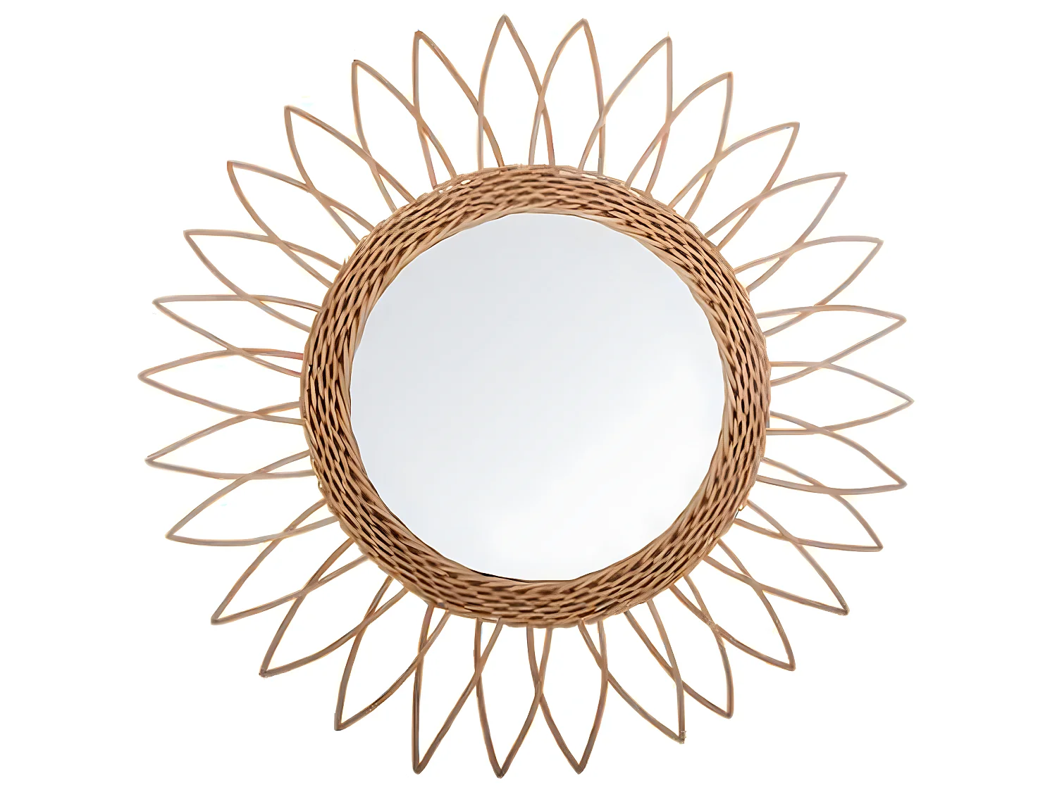 Miroir mural en MDF et saule coloris beige - Dim : L.50 x l.2,8 x H.50 cm