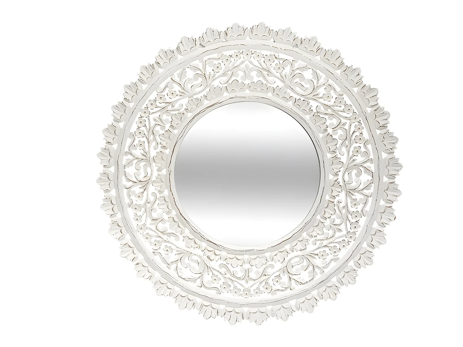 Miroir en MDF ajouré coloris blanc - D. 90 x Ep. 1,5 cm