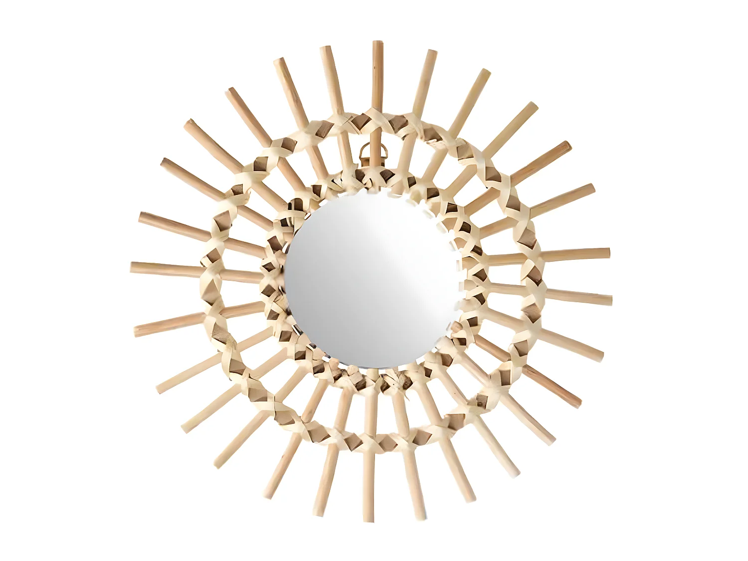 Miroir en rotin soleil - Dim : D30 cm