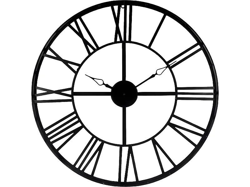 Pendule coloris Noir vintage en métal - D 70 x Ep 4 cm