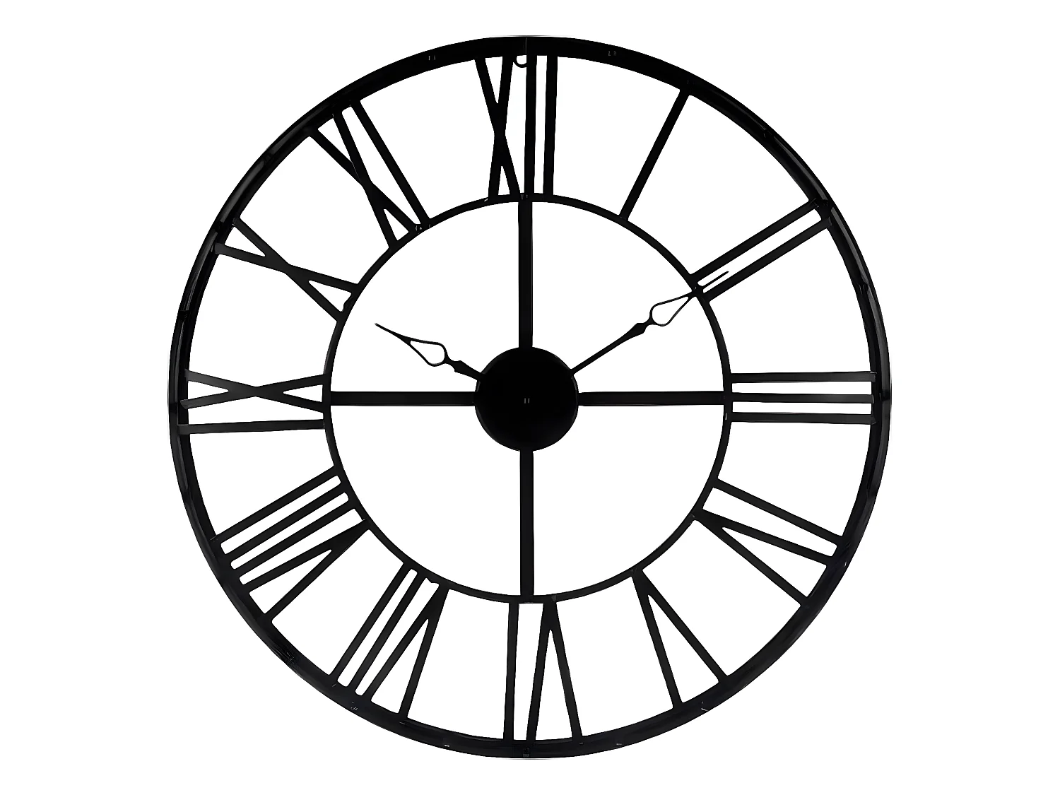 Pendule coloris Noir vintage en métal - D 70 x Ep 4 cm