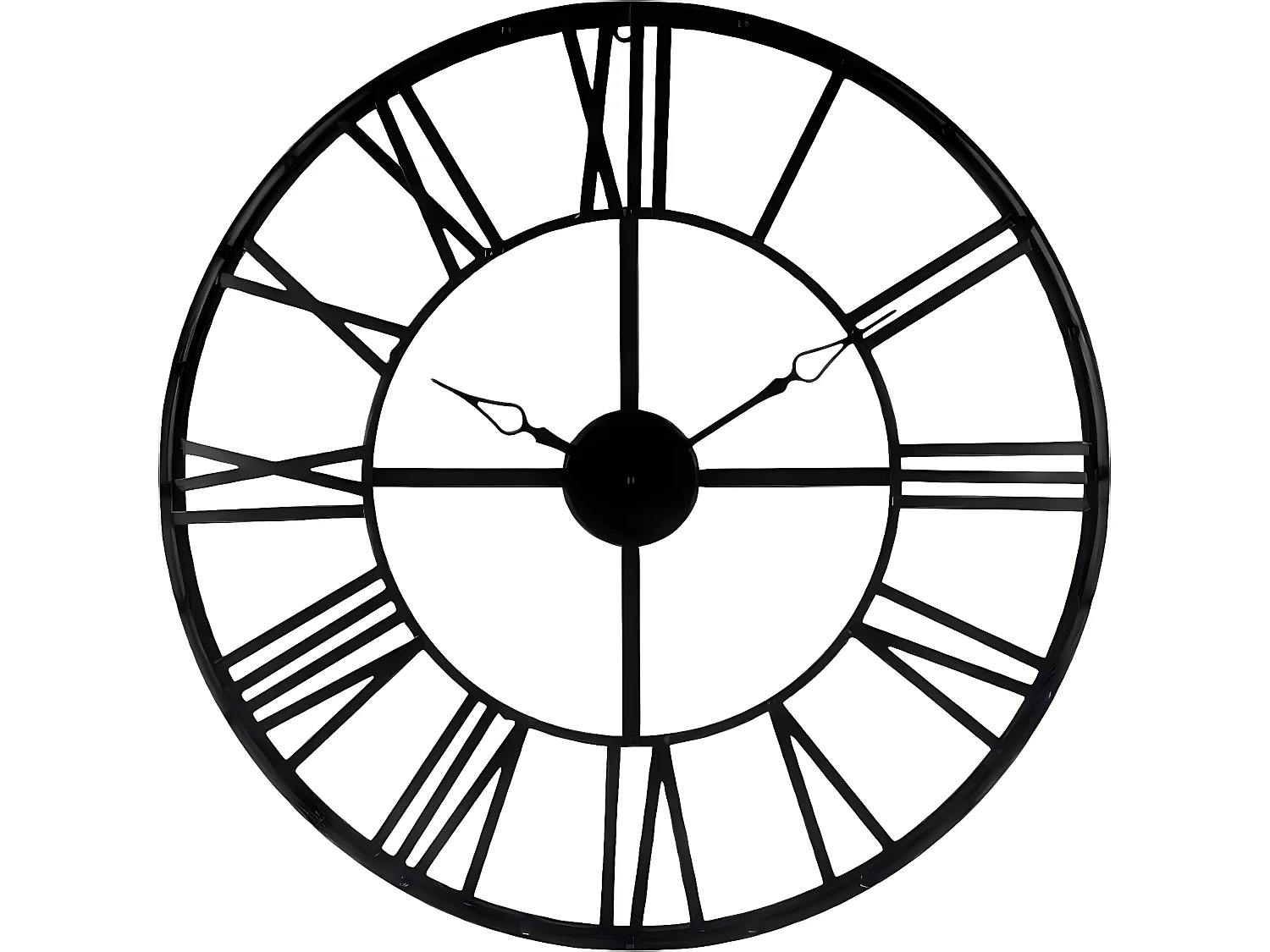 Pendule coloris Noir vintage en métal - D 70 x Ep 4 cm