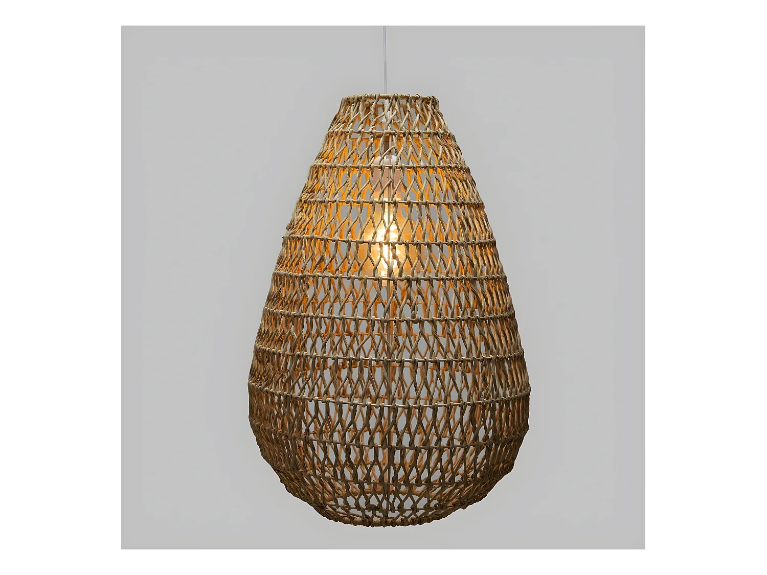 Lampe suspendue, Suspension luminaire coloris beige et fer blanc - D.  37,5  x H. 55 cm