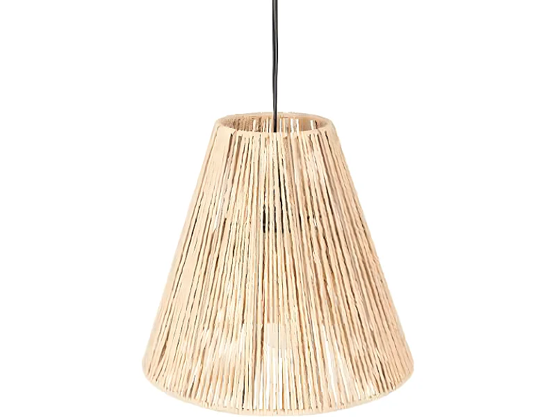 Suspension design en papier et fer coloris beige - Dim : D.30 x H.27 cm