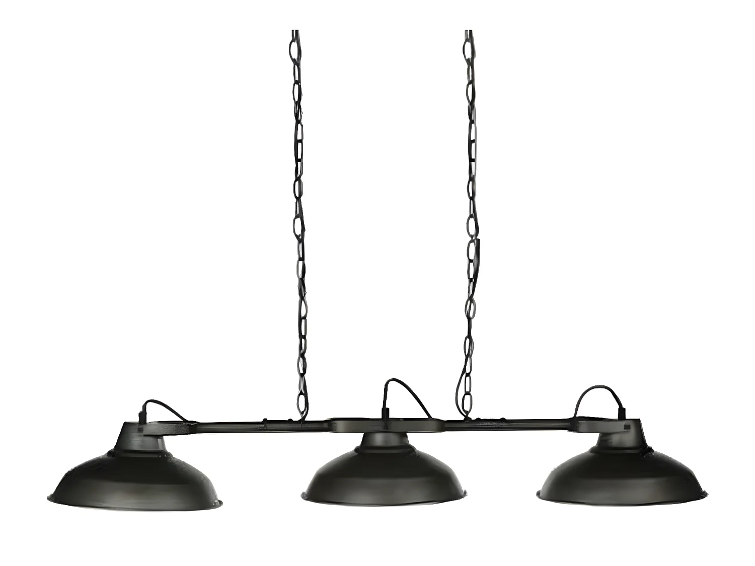 Lampe Suspension Métal de 3 Têtes Noir, L.107 x P.27 x H.65 cm