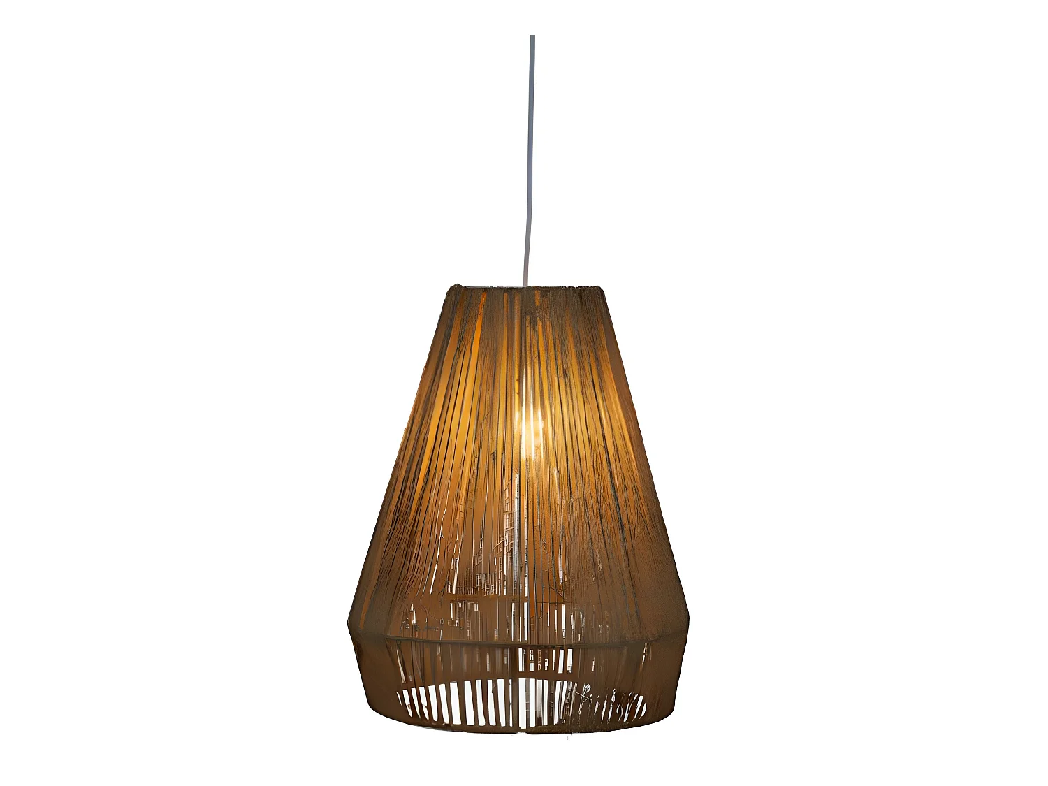 Suspension en bois / fer coloris marron - diamètre 34 x Hauteur 43 cm