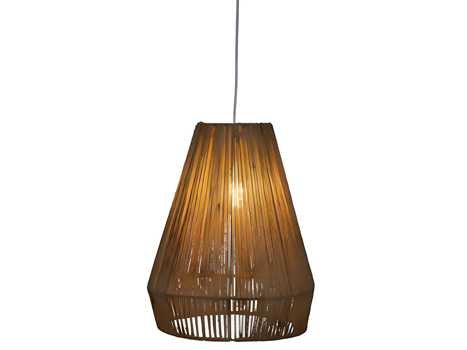 Suspension en bois / fer coloris marron - diamètre 34 x Hauteur 43 cm